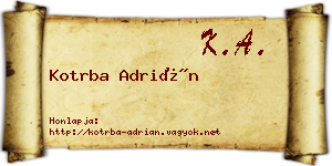 Kotrba Adrián névjegykártya